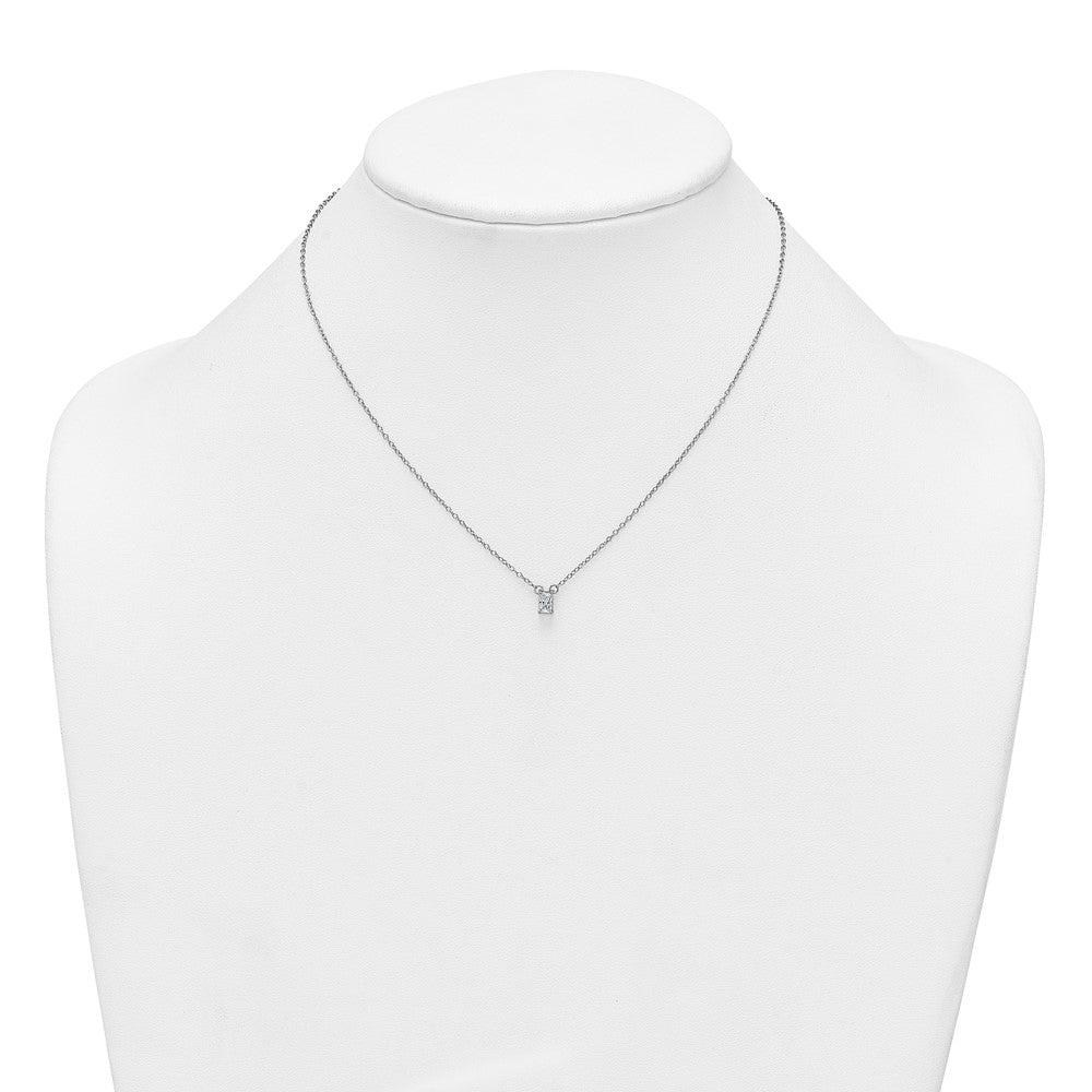 Sterling Silver RH-plated Polished CZ 16in w/1.75in Ext Necklace