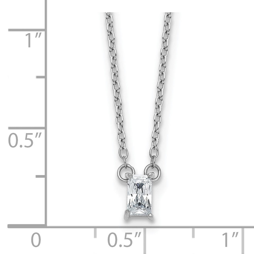 Sterling Silver RH-plated Polished CZ 16in w/1.75in Ext Necklace