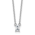 Sterling Silver RH-plated Polished CZ 16in w/1.75in Ext Necklace