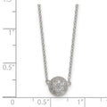 Sterling Silver Polished 7.0mm Pave CZ Circle 16in w/ 2in Ext Necklace