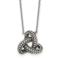 Sterling Silver Antiqued Textured Trinity Knot Charm Necklace