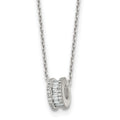 Sterling Silver Polished CZ Circle Bead 16in w/ 2in Ext Necklace