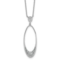 Sterling Silver RH-pltd Polished CZ Oval 17.75 Inch Necklace