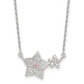 Sterling Silver Pink and White CZ Flower w/2in Ext Necklace
