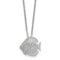 Sterling Silver Polished CZ Fish 16in w/ 2in Ext Necklace