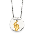Sterling Silver Gold-tone Polished Footprint Disc Necklace