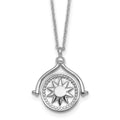Sterling Silver RH-plated Sun Moon and Star Spin Pendant 18in Necklace