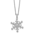 Sterling Silver RH-plated CZ Polished And Textured Snow Flake 18in Necklace