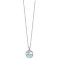 Sterling Silver RH-pltd Larimar Beach Scene 16in w/1.75in Ext Necklace