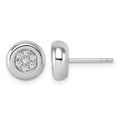 Sterling Silver Rhodium-plated CZ Cluster Round Post Earrings