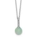 Sterling Silver Rhodium-plated Aventurine CZ 16 w/ 2in ext. Necklace
