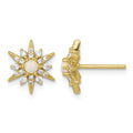 Sterling Silver Gold-plated Polished Created Opal and CZ Star Post Earrings