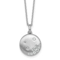 Sterling Silver Rhodium-plated Brushed CZ Circle 17.5in Necklace