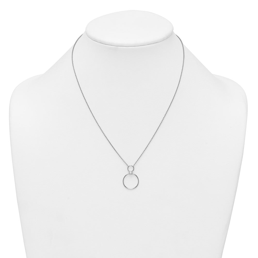 Sterling Silver Rhodium-plated Polished CZ Circles 17.75in Necklace