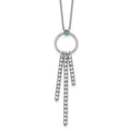 Sterling Silver RH-plated Blue & White CZ 16in w/2in ext. Necklace