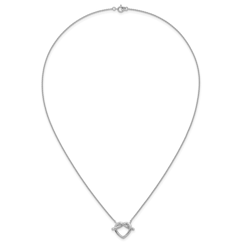 Sterling Silver RH-plated Polished Knot Heart 17.75 Inch Necklace