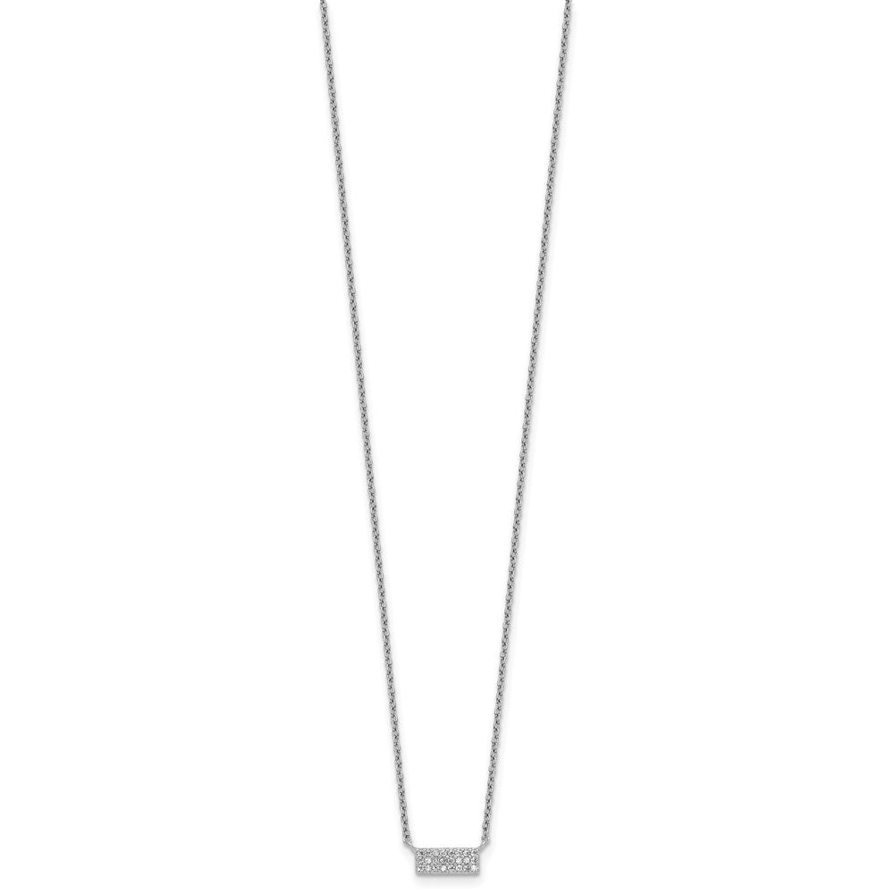 Sterling Silver Rhodium-plated Polished CZ Bar 17.5 Inch Necklace