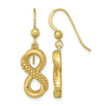 Sterling Silver Gold-tone Polished and Textured Infinity Dangle Earrings