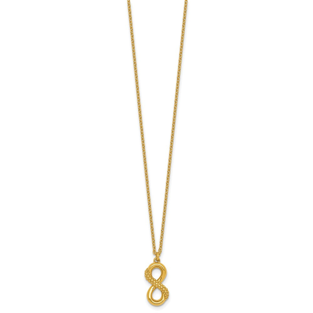 Sterling Silver Gold-tone Polished and Textured Infinity Necklace