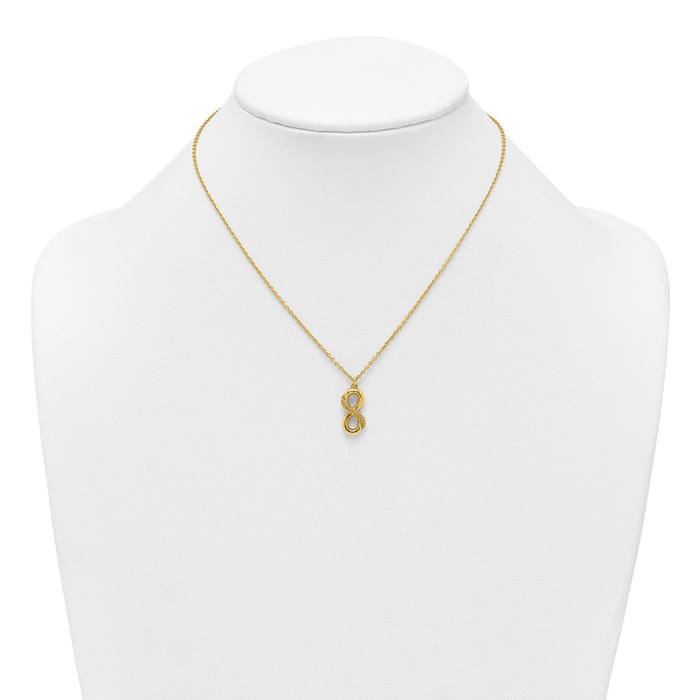 Sterling Silver Gold-tone Polished and Textured Infinity Necklace