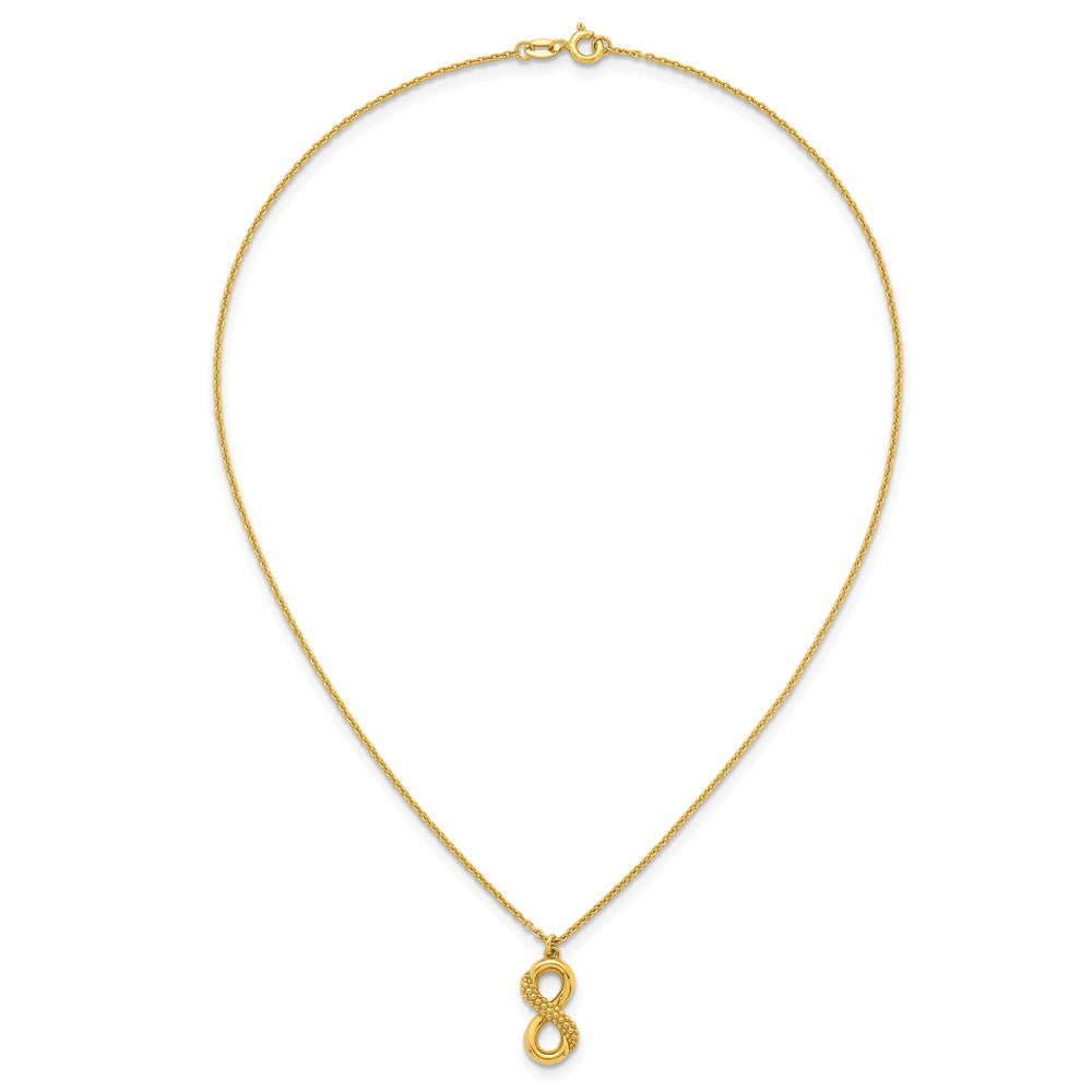 Sterling Silver Gold-tone Polished and Textured Infinity Necklace