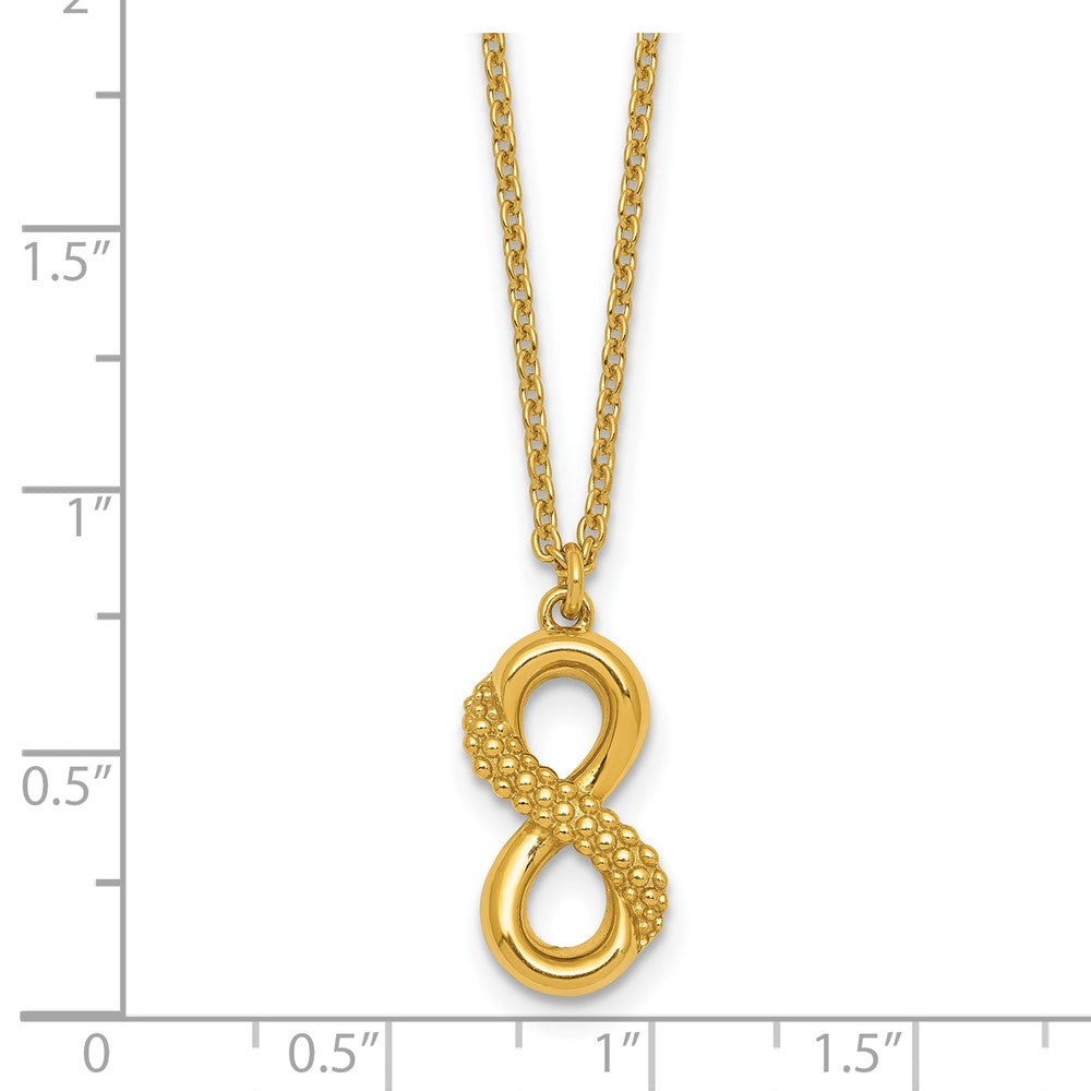 Sterling Silver Gold-tone Polished and Textured Infinity Necklace