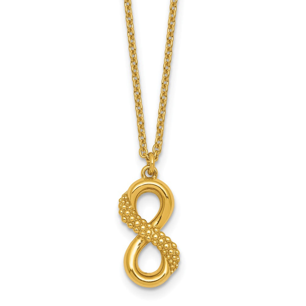 Sterling Silver Gold-tone Polished and Textured Infinity Necklace