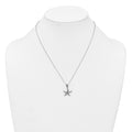 Sterling Silver RH-plated Polished/Oxidized Filigree Starfish 18in Necklace