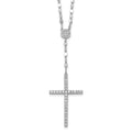 Sterling Silver RH-plated Polished CZ Cross 16in w/2in Ext Necklace