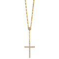 Sterling Silver Gold-tone Polished CZ Cross 16in w/2in Ext Necklace
