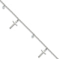 Sterling Silver Polished CZ Cross Bracelet