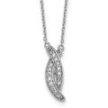 Sterling Silver RH-plated Polished Fancy CZ -X- 16in w/1.25in Ext Necklace
