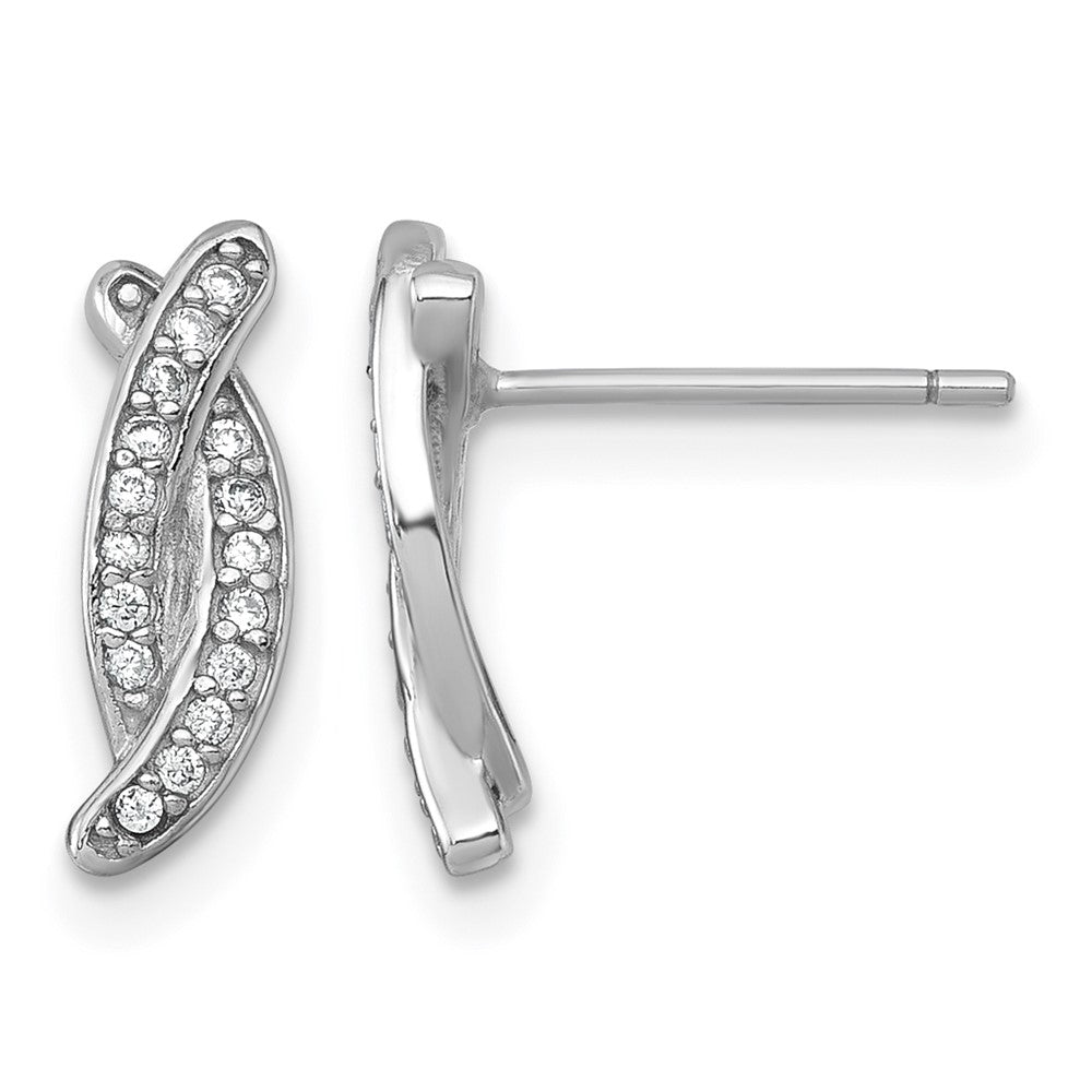Sterling Silver Rhodium-plated Polished Fancy CZ X Post Earrings