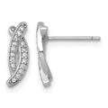 Sterling Silver Rhodium-plated Polished Fancy CZ X Post Earrings