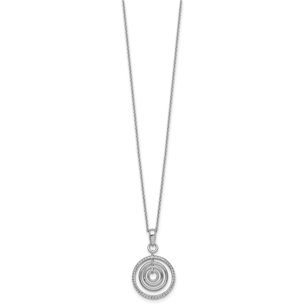 Sterling Silver Rh-plt Polish Multi Circle Dangle 16in w/ 1in Ext Necklace