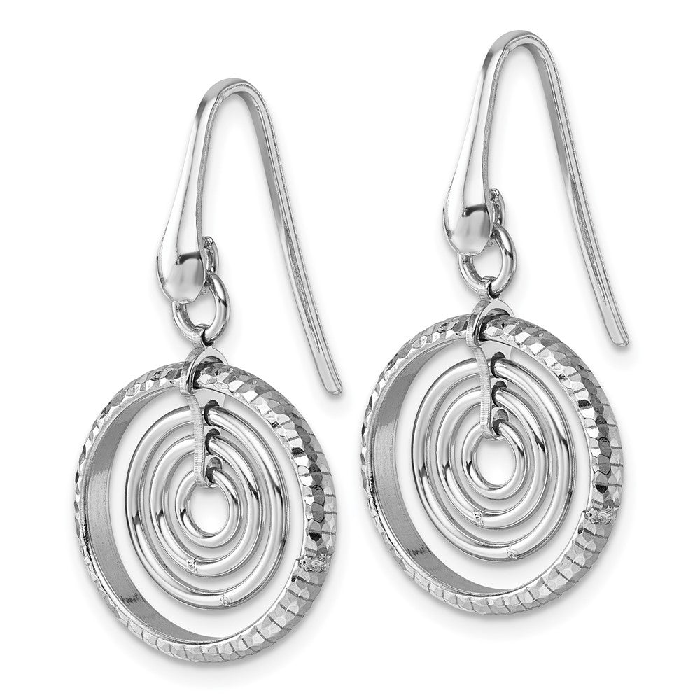 Sterling Silver Rh-plated Polish Multi Circle Dangle Earrings