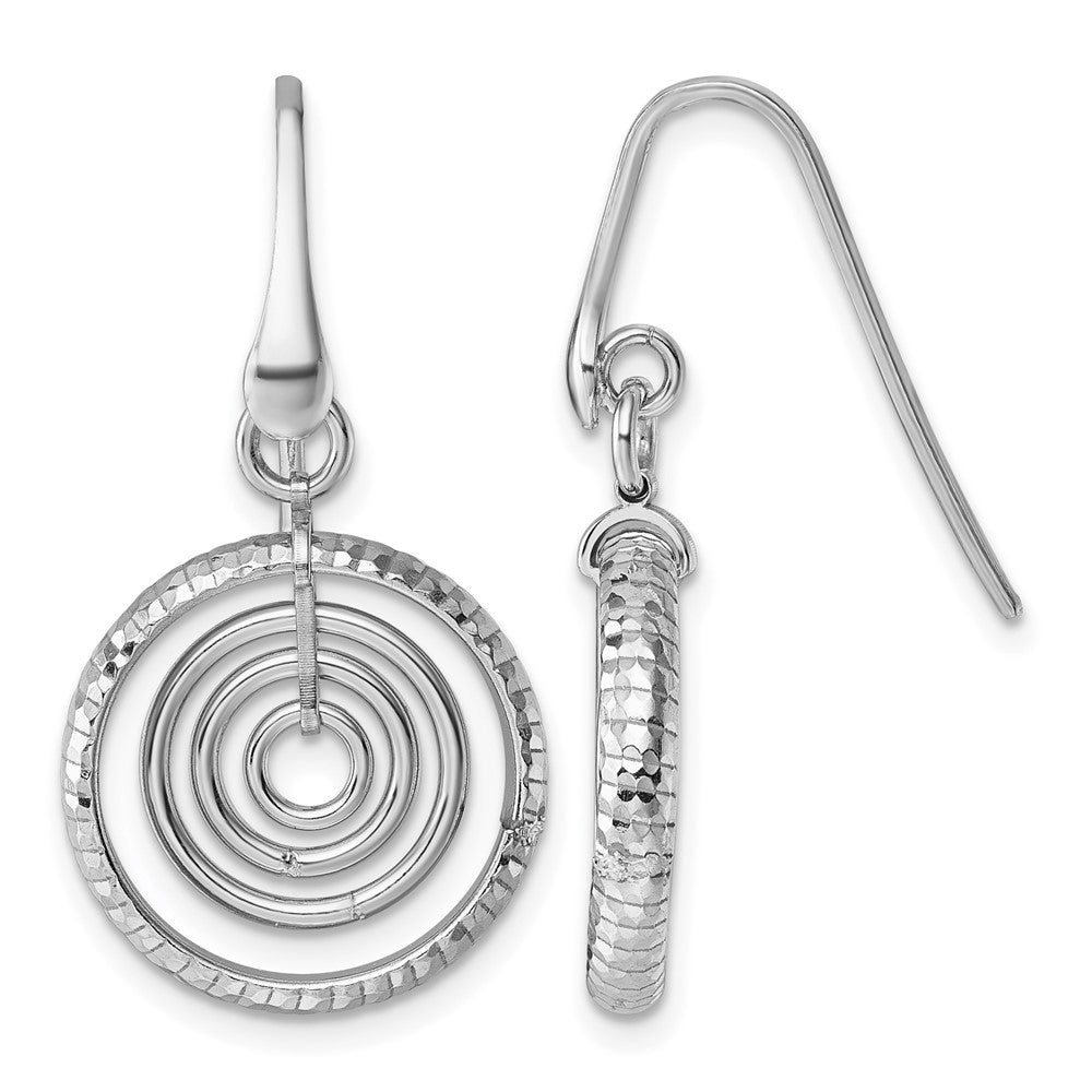 Sterling Silver Rh-plated Polish Multi Circle Dangle Earrings