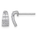 Sterling Silver RH-pltd Polished CZ Curved and Tapered Post Earrings