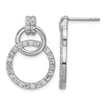 Sterling Silver Rhodium-plated CZ Circle Post Earrings