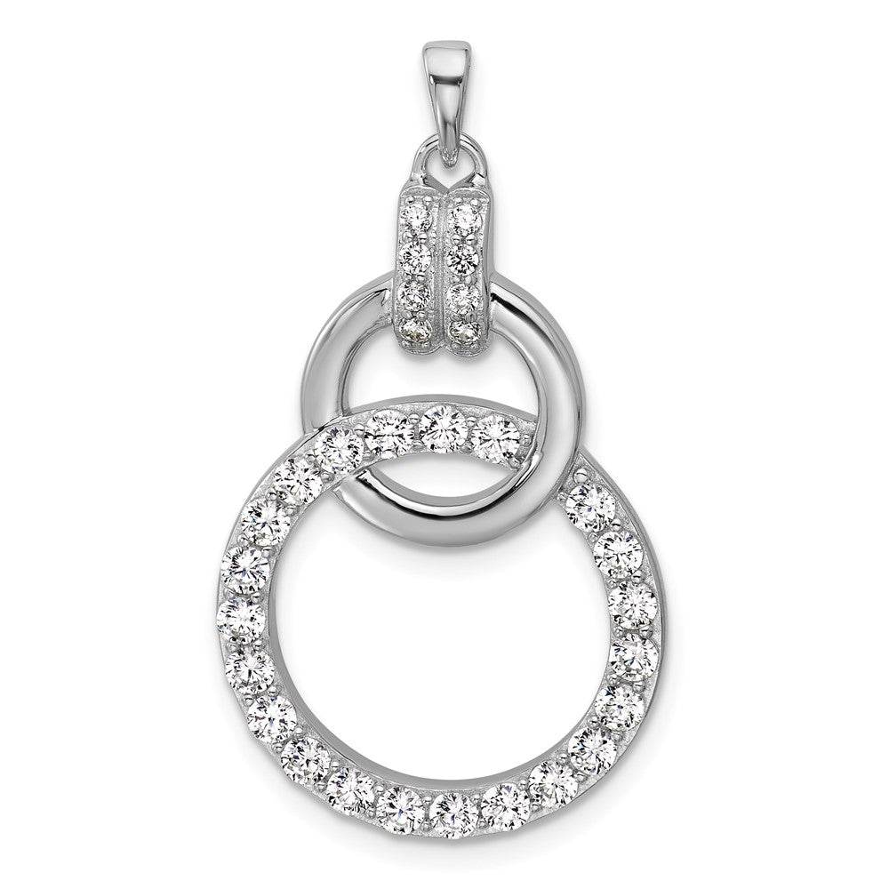 Sterling Silver Rhodium-plated CZ Circle Pendant