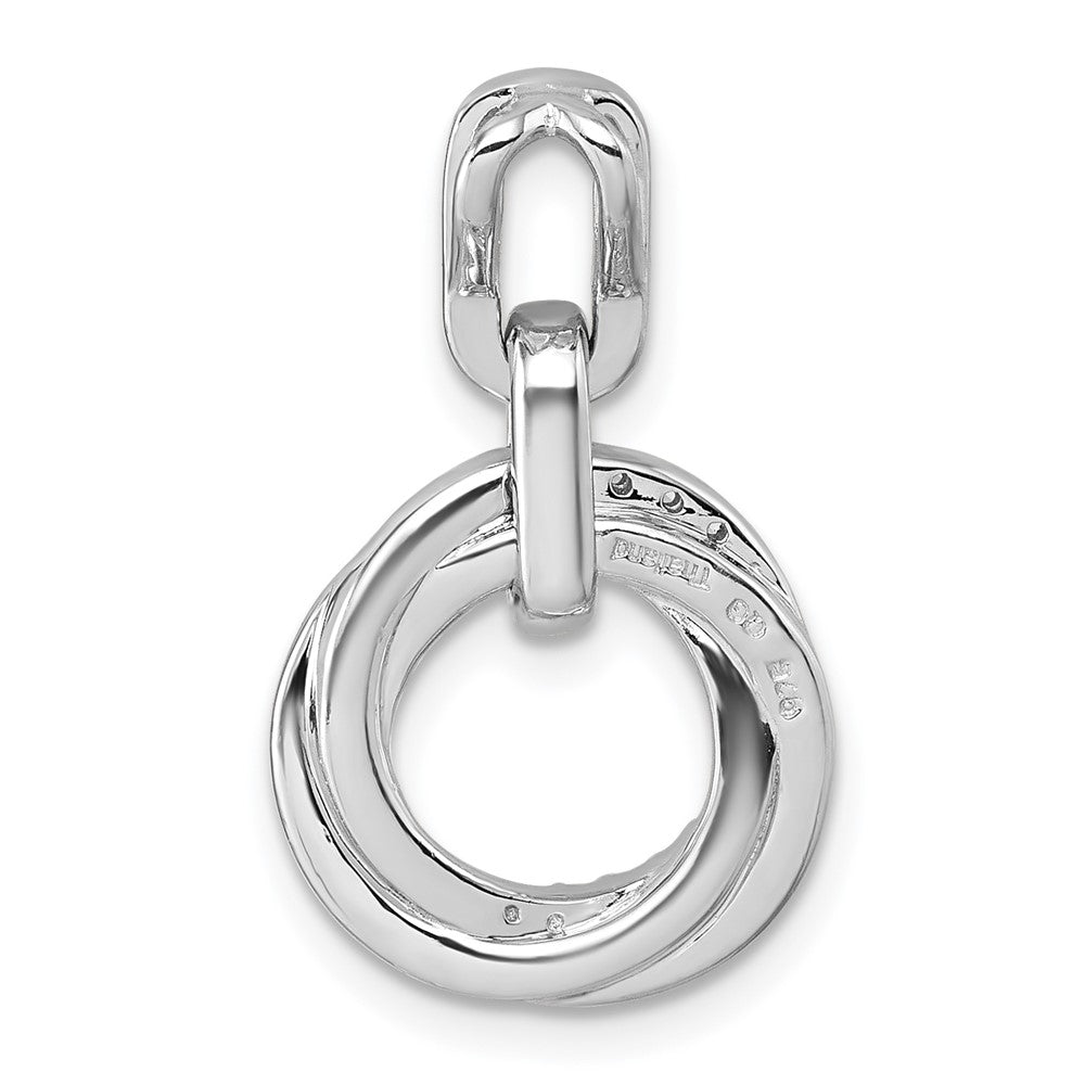 Sterling Silver Rhodium-plated CZ Circle Twist Pendant