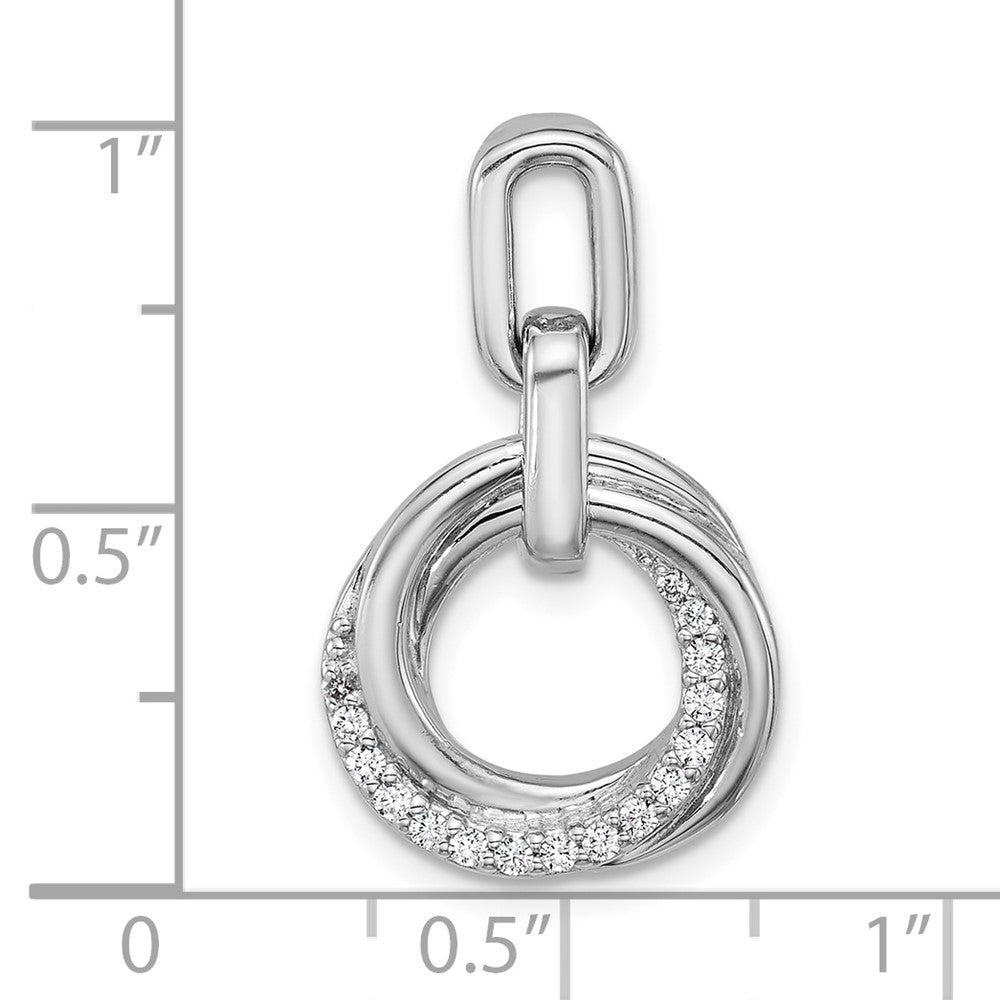 Sterling Silver Rhodium-plated CZ Circle Twist Pendant