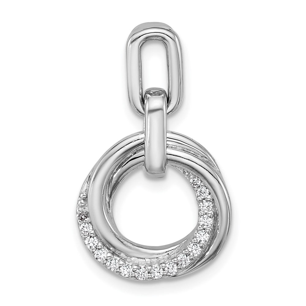 Sterling Silver Rhodium-plated CZ Circle Twist Pendant