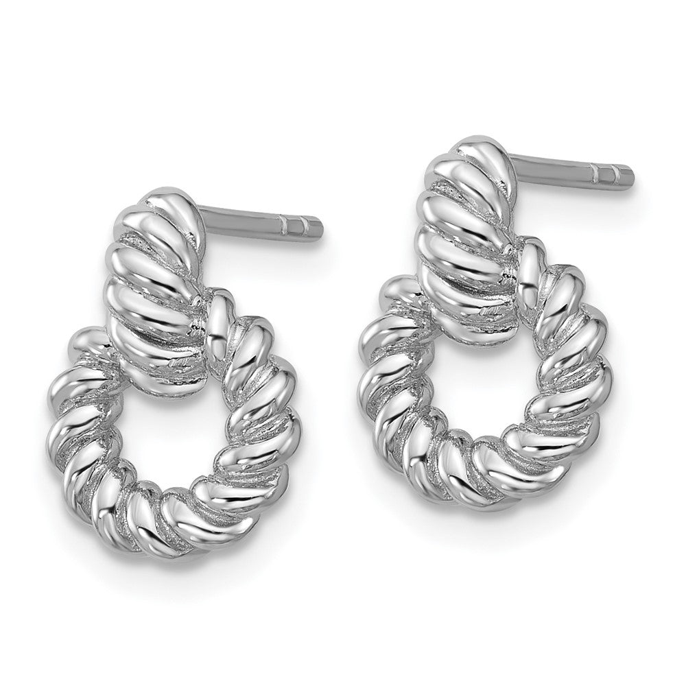 Sterling Silver Rhodium-plated Polished Circle Post Earrings