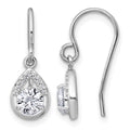 Sterling Silver Rhodium-plated Polished CZ Teardrop Dangle Earrings