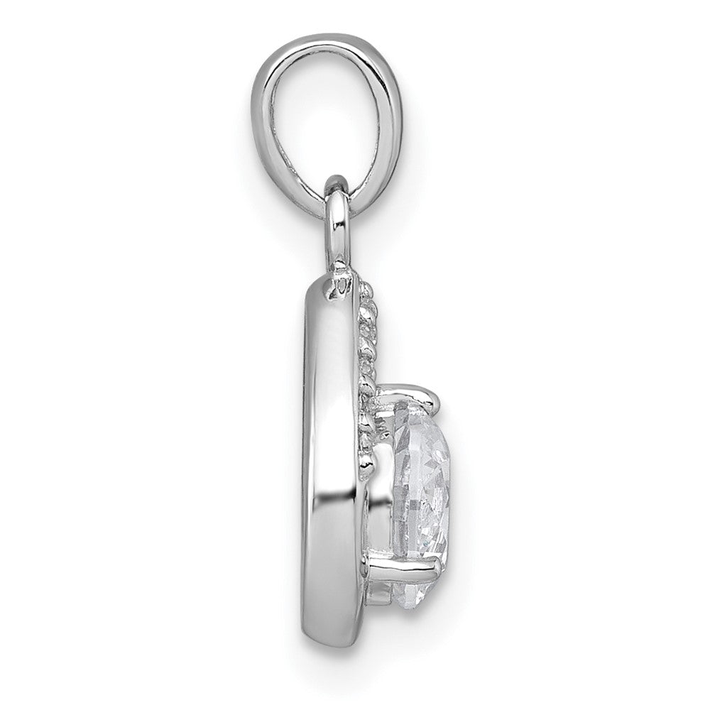 Sterling Silver Rhodium-plated Polished CZ Teardrop Pendant