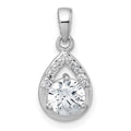 Sterling Silver Rhodium-plated Polished CZ Teardrop Pendant