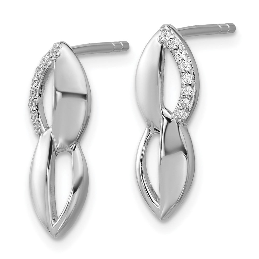 Sterling Silver Rhodium-plated CZ Post Earrings