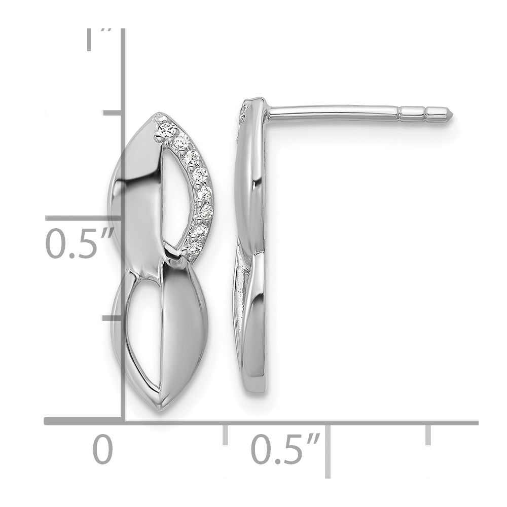 Sterling Silver Rhodium-plated CZ Post Earrings