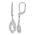 Sterling Silver Rhodium-plated CZ Polished Tear Drop Leverback Earrings